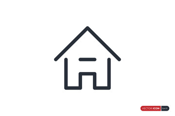 House Icon Line isolated on White Background. Flat Vector Icon Design Template Element.