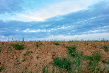building land and blue sky in rural landscpae in Bad Friedrichshall, Germany