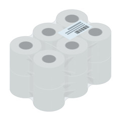 Packaging rolls of toilet paper. 3D Render. Vector illustration.