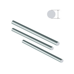 Drawing rods for reinforcing concrete with a diameter. 3d illustration. Image is suitable for illustrating business cards, leaflets on construction, sale of building materials.