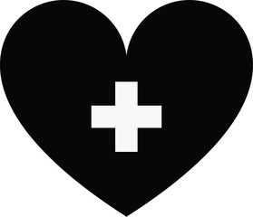 Obraz premium black heart with with a white medical cross inside