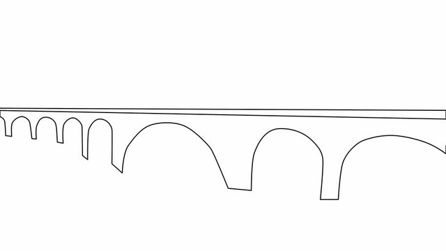 Self-drawing a simple animation of one continuous drawing of one line of a viaduct bridge.