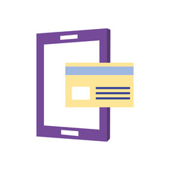 payments online concept, tablet with credit card icon, flat style