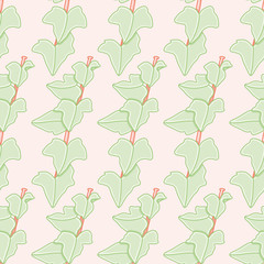 Hedera plant seamless vector pattern. Minimalist Ivy leaves  illustration background.