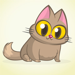 Cute and funny cartoon cat. Vector illustration