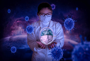 doctroa protegiendo el planeta del virus coronavirus © andres fabian franco