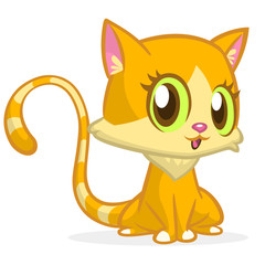 Cute and funny cartoon cat. Vector illustration