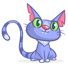 Cute and funny cartoon cat. Vector illustration