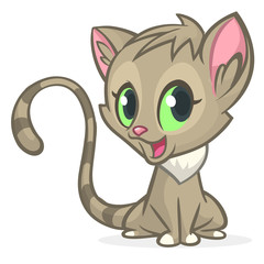 Cute and funny cartoon cat. Vector illustration