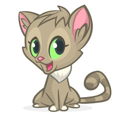 Cute and funny cartoon cat. Vector illustration