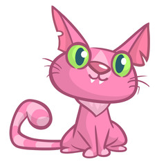 Cute and funny cartoon cat. Vector illustration