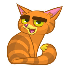 Cute and funny cartoon cat. Vector illustration