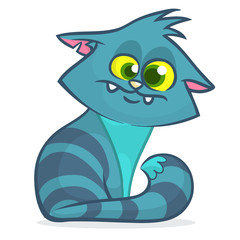 Cute and funny cartoon cat. Vector illustration