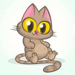 Cute and funny cartoon cat. Vector illustration