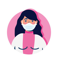 woman using face mask character