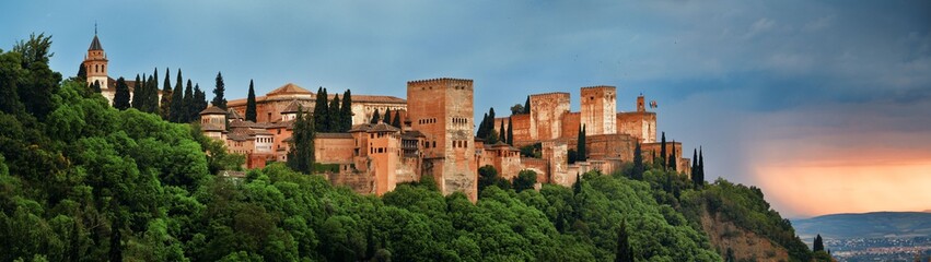 Granada Alhambra panoramic view - obrazy, fototapety, plakaty