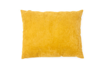 Yellow cushion isolated on white background