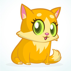 Cute and funny cartoon cat. Vector illustration