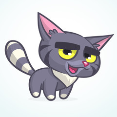 Cute and funny cartoon cat. Vector illustration