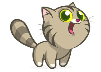 Cute and funny cartoon cat. Vector illustration