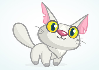 Cute and funny cartoon cat. Vector illustration