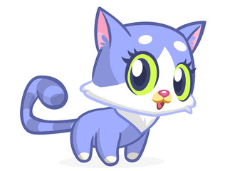Cute and funny cartoon cat. Vector illustration