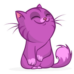 Cute and funny cartoon cat. Vector illustration