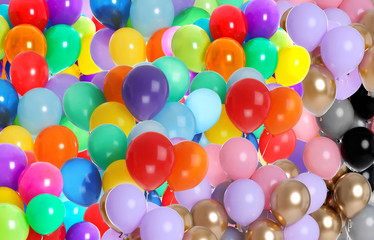 Different color balloons as background. Party decor