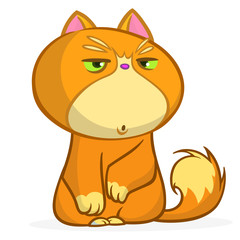 Cute and funny cartoon cat. Vector illustration