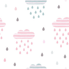 Rainy seamless pattern. Childish background