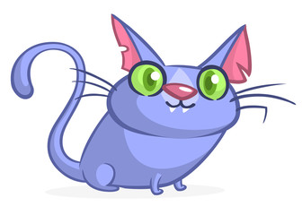 Cute and funny cartoon cat. Vector illustration
