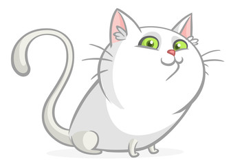 Cute and funny cartoon cat. Vector illustration