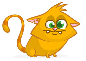 Cute and funny cartoon cat. Vector illustration