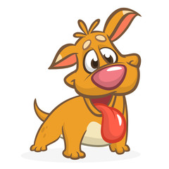 Cute and funny cartoon dog. Vector illustration