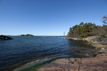 Rocky beach on a sunny day.
