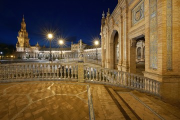 Fototapeta premium Seville Plaza de Espana night