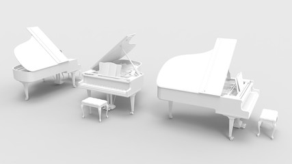 Fototapeta premium 3D rendering of a piano music instrument musical play keys wooden