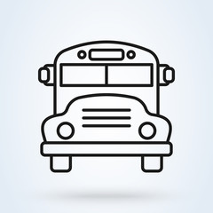 School Bus outline icon. Vector thin line illustration. school bus or public transport