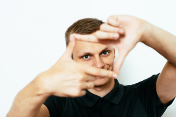 man making a hand frame
