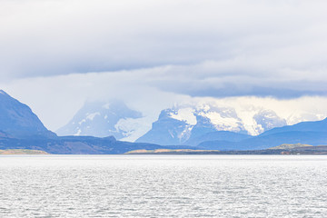 Fototapeta na wymiar Sea and mountais of Puerto Natales - Chile