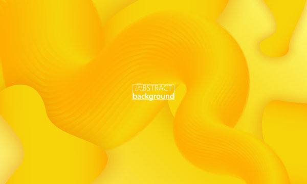 Yellow 3d Wave. Abstract Flow. Liquid Shape.