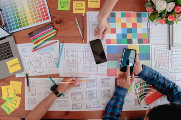 Soft Focus and Blur,A group of web designers are working together to develop a mobile responsive...