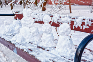 Snowman city square. Undecorated snowman