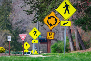A plethora of road signs from pedestrian crossing to rotary to speed limit and yield makes for ease of study for the driver's test