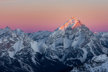 Sunset in the Italian Dolomites at Rifugio Lagazuoi
