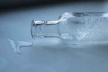 glass bottle with the soap foam
