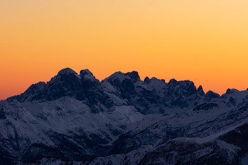 Sunset in the Italian Dolomites at Rifugio Lagazuoi