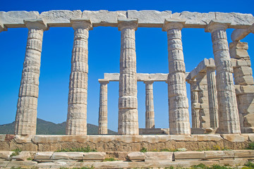 the temple of Poseidon at Cape Sounion Attica Greece