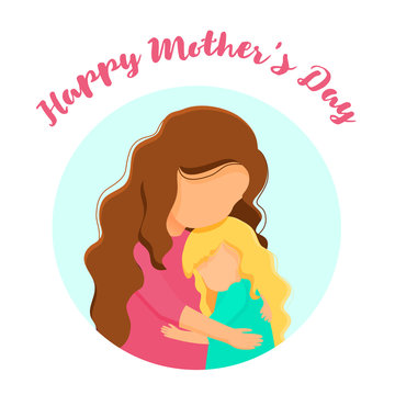 Mothers day card.Flat style. Vector card template