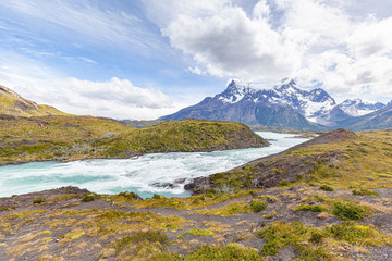 Salto Grande waterfall, Paine river, Torres del Paine National Park, Patagonia, Chile